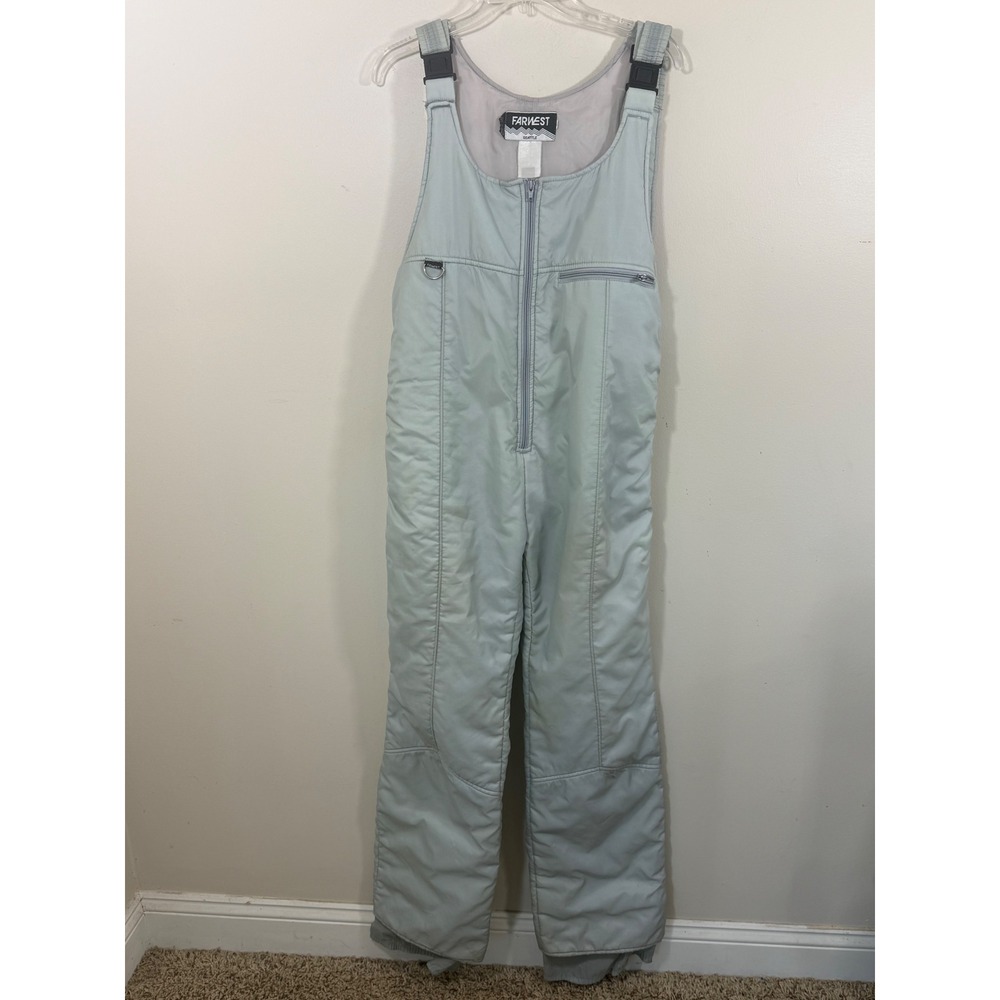 Vintage 80s Farwest Ski Bibs Women's L Light Blue Retro Snowboard Pants